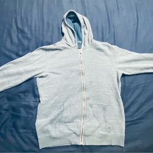 O’Neill blue hooded sweatshirt. Size 2XL. Notice some staining on the front.